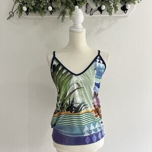 Prana Floral Design Criss Cross Back Top Size XS PP11